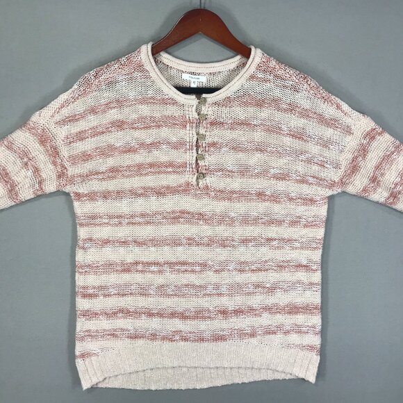 Maurices Sweater Women's Medium Red Striped Knit Pullover Button Long Sleeve - Picture 9 of 13